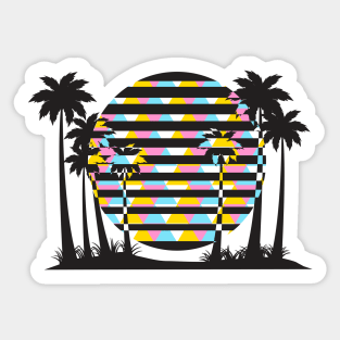 Tropical Sunset Geometric Pattern Sticker